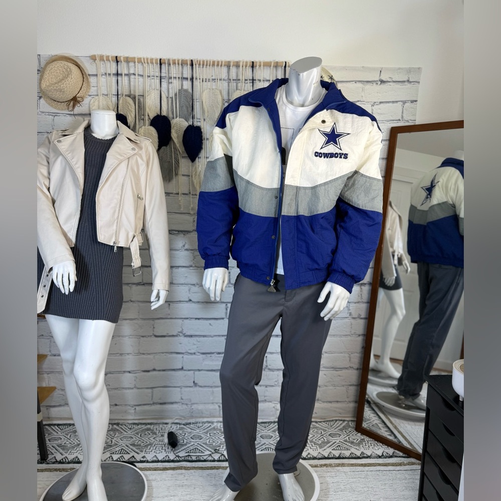 Blue and White Cowboys Windbreaker Jacket